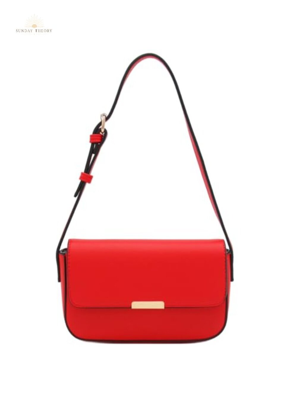 Faux Leather Mini Rectangular Flap Shoulder Bag Underarm Purse